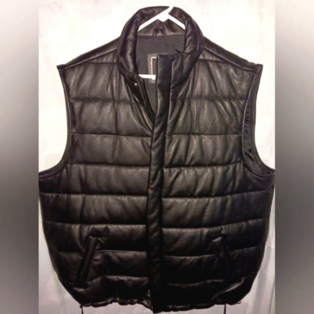 COOGI BRANDS Rival BACHRACH GENUINE PREMIUM CALF LEATHER PUFFER VEST. MENS 2X